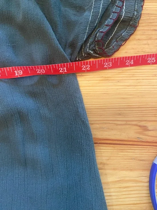 Soho Village Wear Vintage Embroidered Boho Peasant Blouse Forest Green Size S - Picture 8 of 11